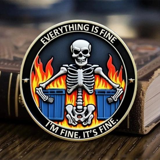 Череп мусорный контейнер Blaze монета красочный скелет вызов монета металлический вдохновляющий карман