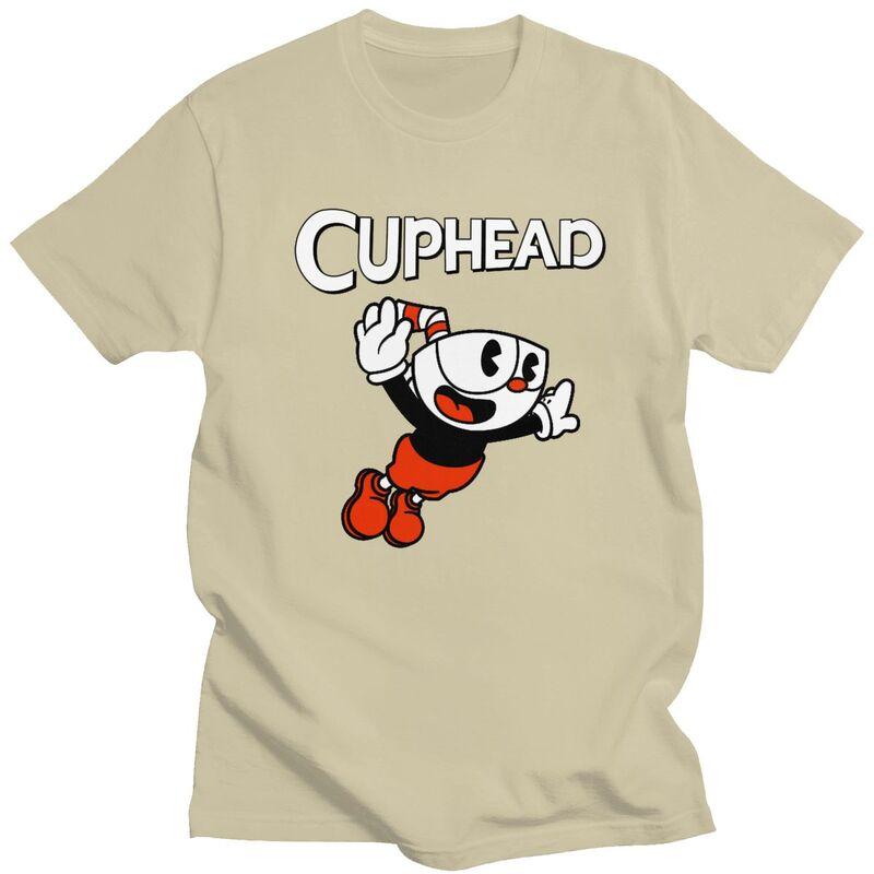 Custom Cuphead Tshirts for Unisex Short Sleeves T Shirt Fashion Cartoon Game T-shirt Loose Fit 100% Cotton Tees Gift Idea