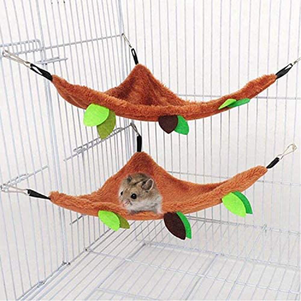 Животные Морская свинка Подвесная теплая двухъярусная кровать-хижина Мягкий попугай Гамак Кровать для хомяка Клетка Веревка Качели для домашних животных