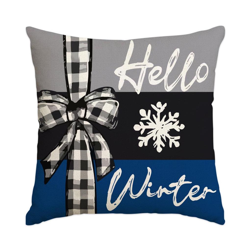 Горячая распродажа Рождественская наволочка из искусственного льна с принтом елки и снеговика - Праздничная декоративная наволочка для диванной подушки