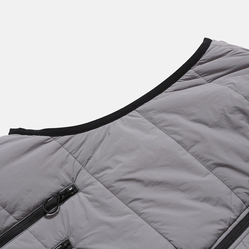 Moif [Aw25] Reversible Puff Vest / Cloud Gray/Navy