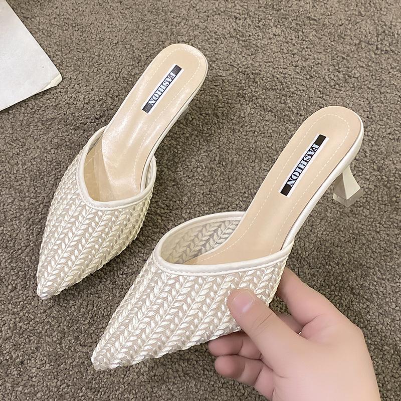 Летние повседневные модные женские сандалии на шпильке с острым носком, новые сексуальные элегантные банкетные удобные модные тапочки Baotou, НЕТ:А16