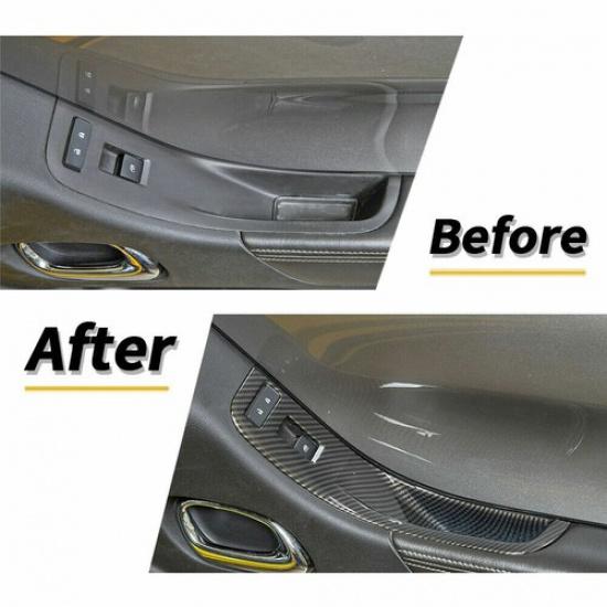 Carbon Fiber Window Lift Button Panel Cover Trim For Chevrolet Camaro 2010-2015