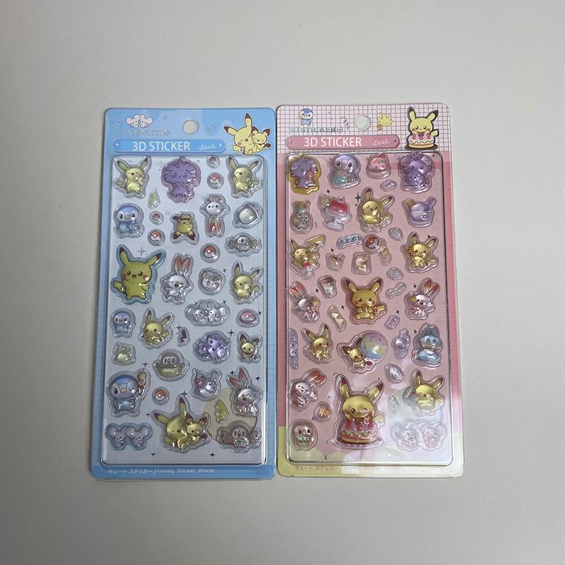 Pokemon 3D Объемные Наклейки Декоративные Милые Мультяшные Пикачу Чехол для Телефона Декор для Ноутбука Пузырчатые Наклейки Подарки