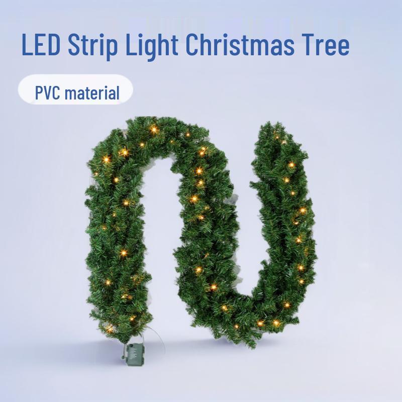 2.7M Pre-Lit Christmas Rattan Door Wreath with Ornaments