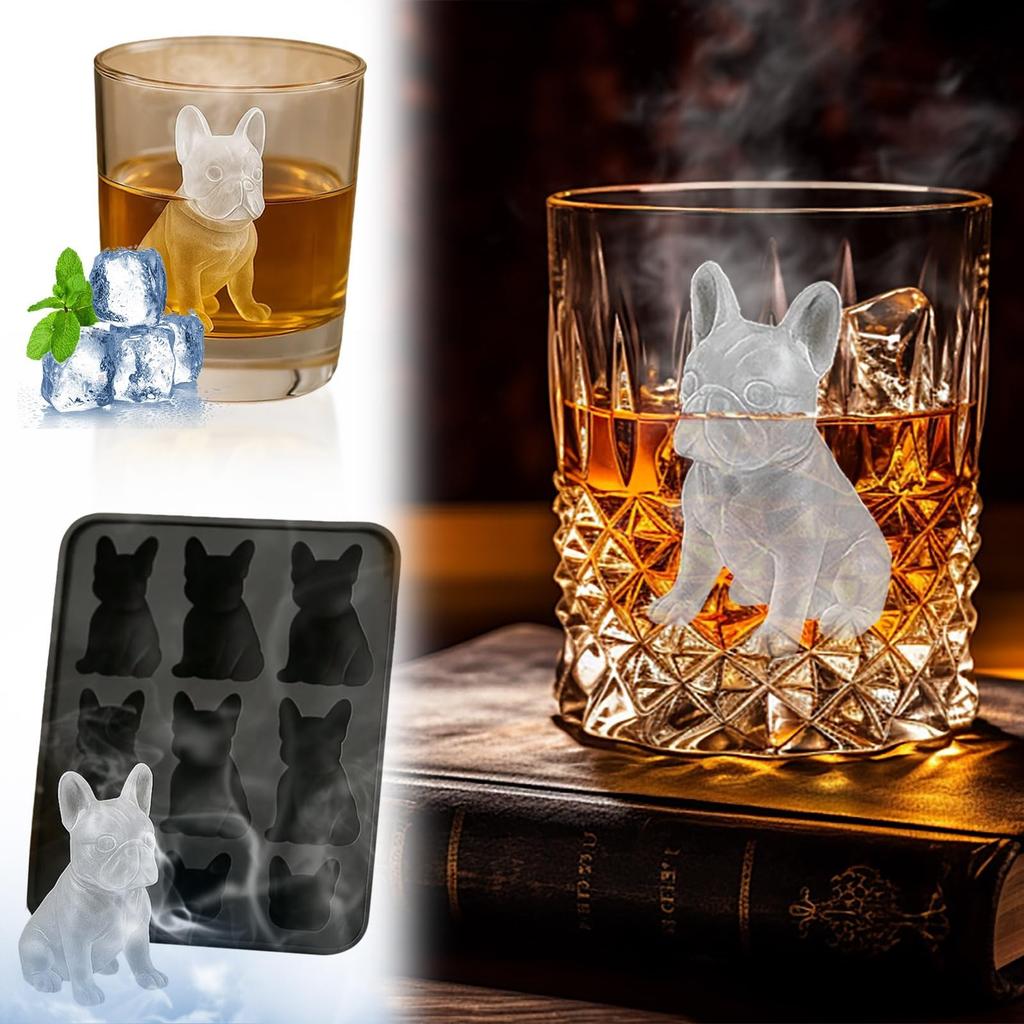 French Ice Mold, Fun Animal Shape 3D Popsicle Molds, Molds With Homemade Drink Decoration, Cute Novelty Dog Flexible Ice Maker, For Lover, Whisk