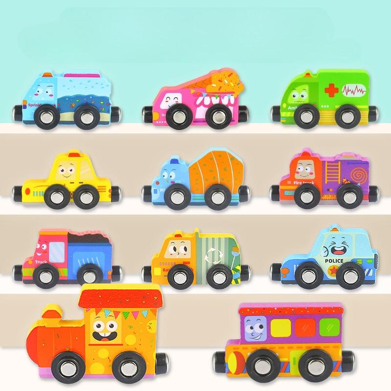 Children'S Transportation Cognitive Magnetic Train, Kindergarten Educational Early Education Trailer Wooden Toys