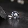 Ретро Кольцо в виде цветка лотоса для женщин, унисекс, в готическом дворцовом стиле, открытое кольцо, ручная работа, дизайнерский циркон, женские аксессуары, подарок для влюбленных