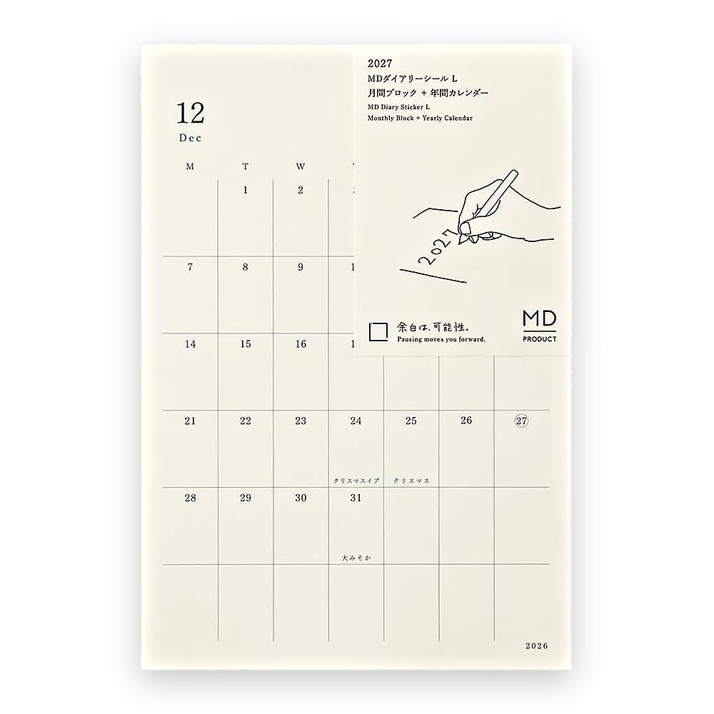 Наклейки для дневника DESIGNPHIL Midori MD Notebook Наклейка для дневника 2027 Ежемесячные S M L Начало Дек 2026 Начало с понедельника
