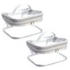 Siomlana Makeup Pouch Transparent Large Travel Makeup Wide Portable 2-Piece Set, PVC, Capacity, Waterproof, Storage, 2-Layer Dividers, 180-Degree