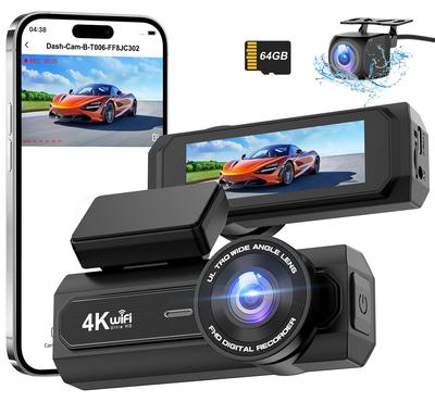 CHORTAU Новое издание видеорегистратора с передней и задней камерами 4K UHD 8MP 1080P Full HD 5G Карта 64 ГБ Большая апертура Большой IPS ЖК-дисплей Светодиод Светофор Энергия Автоматический