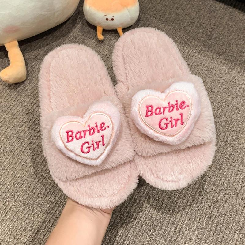 2024 Детские теплые плюшевые туфли для девочек, зимние новые модные тапочки в корейском стиле с мягкой подошвой, нескользящие, универсальные, шикарные