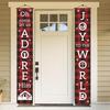 Joy To The World Door Banner 71 X 12 Inch Red Black Plaid Vertical Hanging Porch Decoration Front Door Hanging Sign Holiday Party Entryway Fireplace