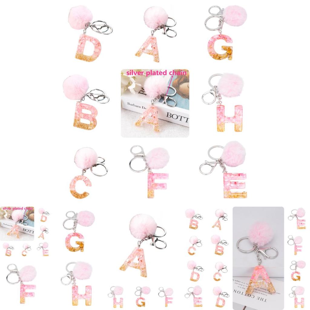 Модный брелок с плюшевым шариком и английскими буквами Креативный автомобильный аксессуар