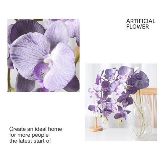 Искусственные Цветы Фаленопсис 100 см Длинный Стебель Реалистичные На Ощупь Искусственная Ветка Орхидеи с 9 Головками Полностью Расцветшие для Вазы Дома Свадебной Вечеринки Центральный Элемент