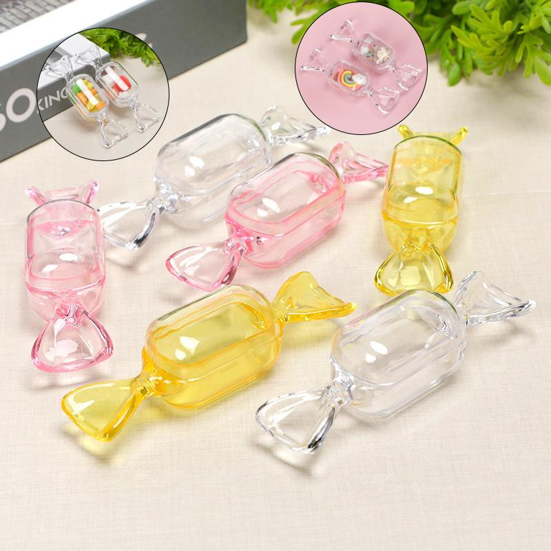 10 шт./компл. мини-пластиковая прозрачная коробка для конфет, симпатичный контейнер для хранения в форме конфет для украшения свадебного детского душа