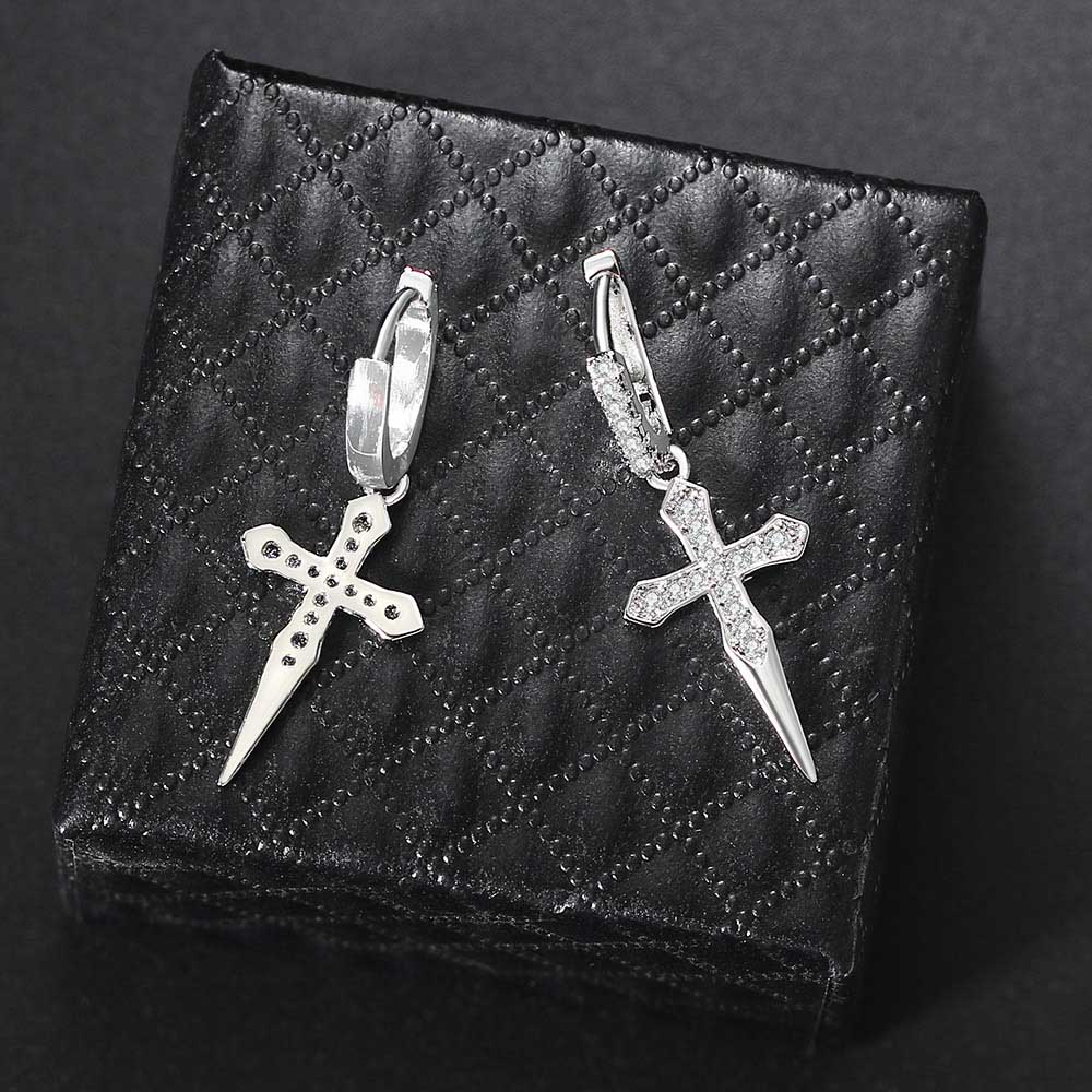 ZHOUYANG Hip Hop Punk Crosses Men's Earrings Personality Exquisite Ear Accessories Trend 2024 Women's Jewelry Wholesale OHE023