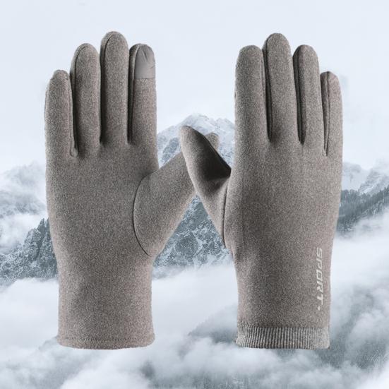 1 пара зимних теплых перчаток с плюшевой подкладкой, эластичные ветрозащитные мужские перчатки с полным пальцем для холодной погоды и сенсорным экраном