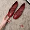 Cowhide Version of Grape Mother, the Same Round Head Double Buckle Belt, Genuine Leather Mary Jane Shoes, Women's Commuting Low Heel Flat Sole 
