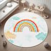 Watercolor Rainbow Star Heart Round Rug Washable Floor Mat for Kids Bedroom Playroom Sweet Boho Nursery Indoor Home Decor