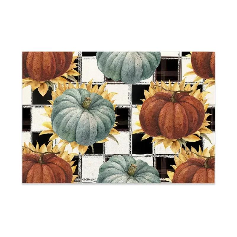 Happy Fall Sunflowers Pumpkins Dwarfs Maple Leaves Placemats For Dining Table Kitchen Linen 1PC 30x45CM