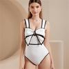 2025 Черно-белый ретро слитный купальник женский с бантом купальник с юбкой сексуальный купальник монокини пляжный боди пляжная одежда