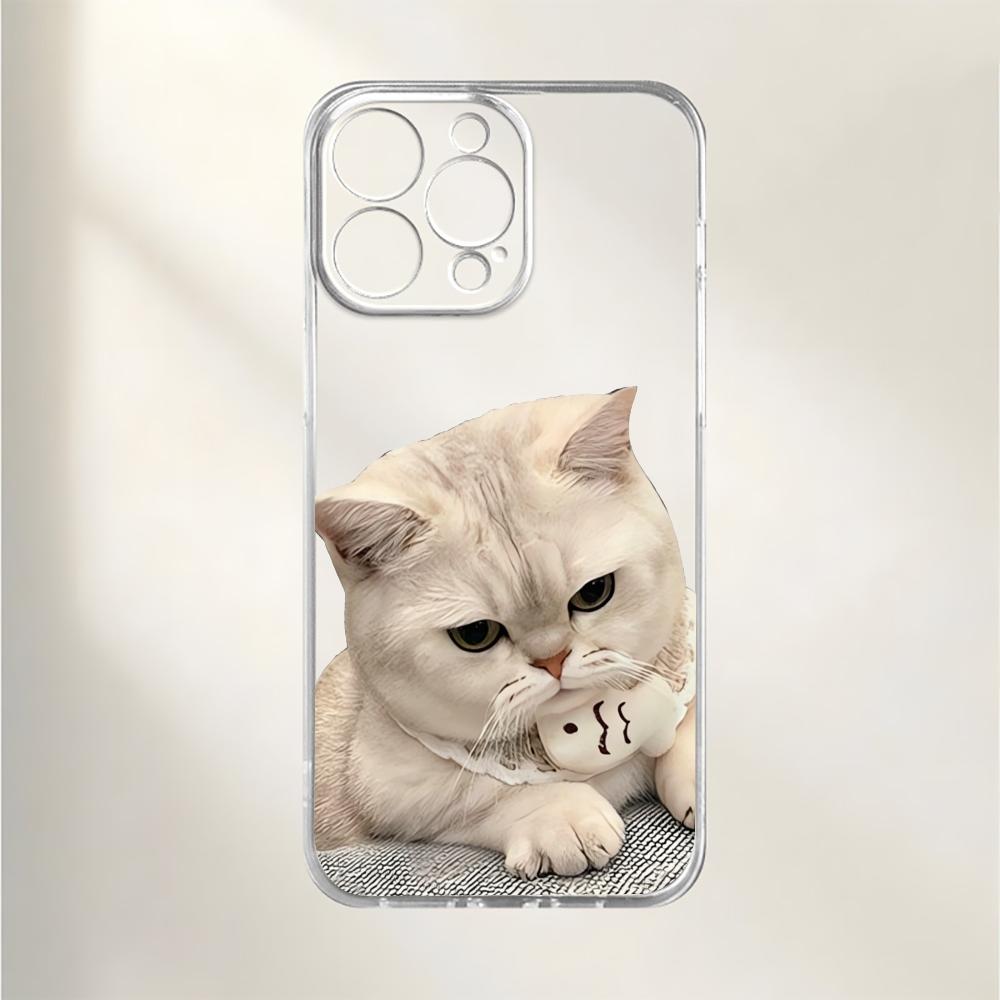 Милый котик прозрачный чехол для телефона из ТПУ подходит для iPhone 17 16 15 14 13 12 11 Pro/Max/Plus противоударная задняя крышка