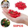 50Pcs Christmas Red Holly Berries Ornament
