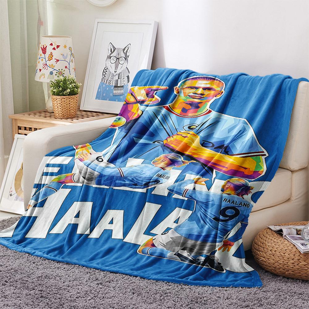 Erling Haaland Colorful Pop Art Print Flannel Blanket Football Star Throw Blanket Soccer Fan Warm Bedroom Sofa Cover