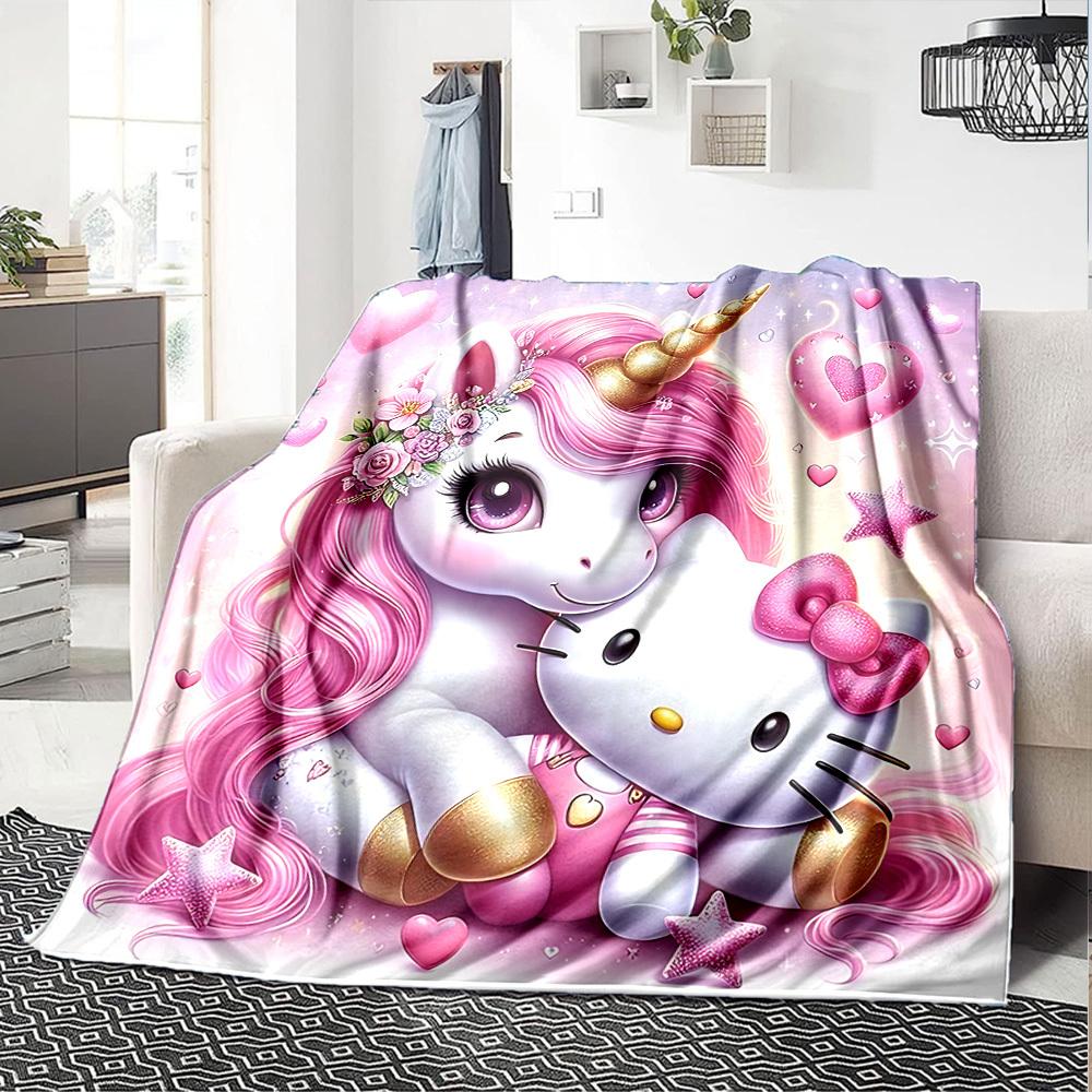 1 шт. одеяло Единорог Hello Kitty Легкий фланелевый плед для дивана кровати путешествий кемпинга гостиной офиса дивана кресла