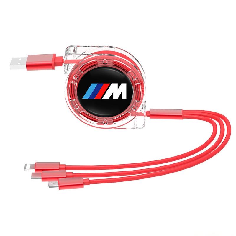 3 In 1 Car Logo Fast Charging Cable Micro USB Type C Telescopic Charger /Sticker For BMW G80 G06 G07 G42 G14 G15 G16 F82 F20 F21 EDS4