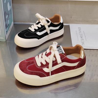 2025 Женские универсальные кроссовки из белой кожи на толстой подошве - Дышащие, в повседневном скейт-стиле