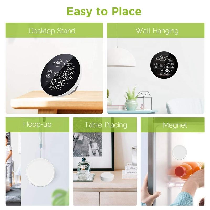 WIFI Беспроводная метеостанция Цифровой домашний прогноз температуры Внутренний наружный термометр Приложение Дистанционное управление Влажность Запись