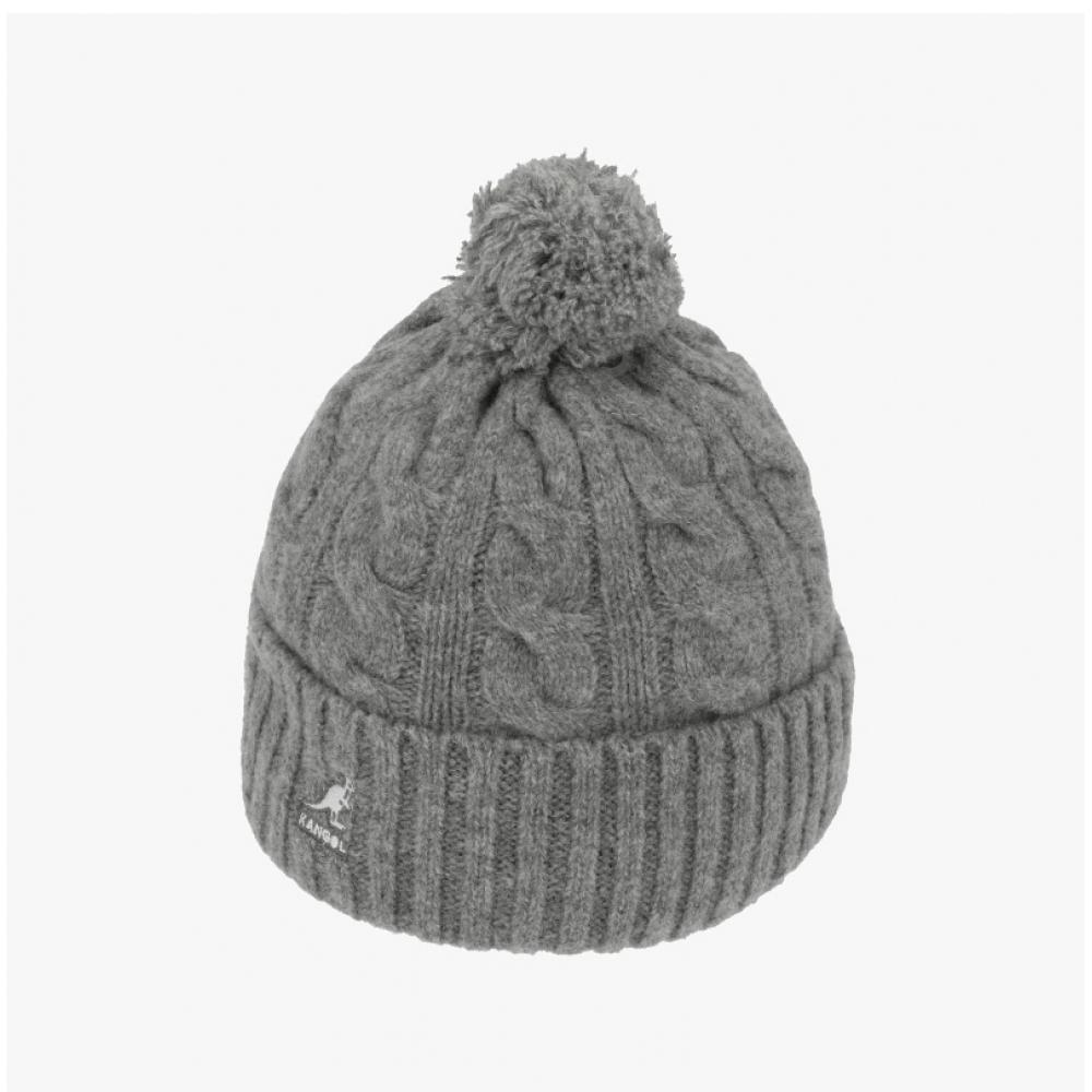 Kangol K4460sm Серая вязаная шапка с помпоном