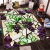 "Stained Glass Style Carpet with Green Leaves and Purple Grapes Design" Suitable for use as an anti-slip for living room bedroom sofas