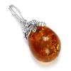 [Q6780] - Silver Pendant 'Inspiration' Cognac Amber (rhodium-plated) - 23x14 Mm