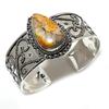 Natural Bumble Bee Jasper 925 Sterling Silver Cuff Bangle Adjustable f2E99
