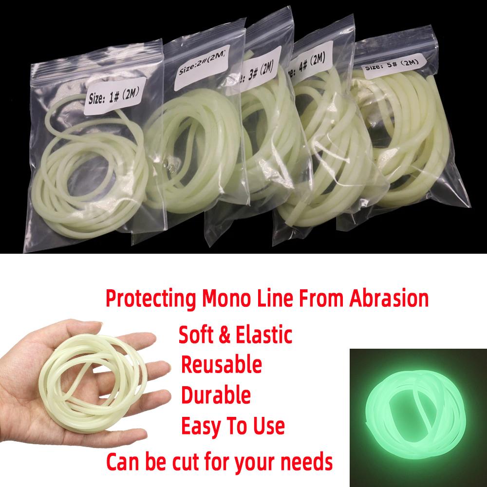 Светящаяся трубка для рыбалки Bimoo, белая трубка из мягкой резины с защитой от намотки, светящаяся трубка для ночной рыбалки