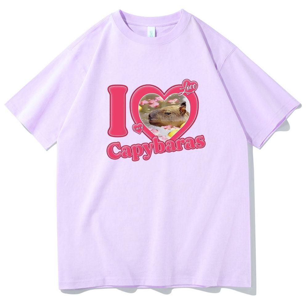 I Love Capybaras Print Men Women Fashion Casual Loose Tshirts Crew Neck Hip Hop Man Funny Tshirt Male Tee Shirt Male Streetwear