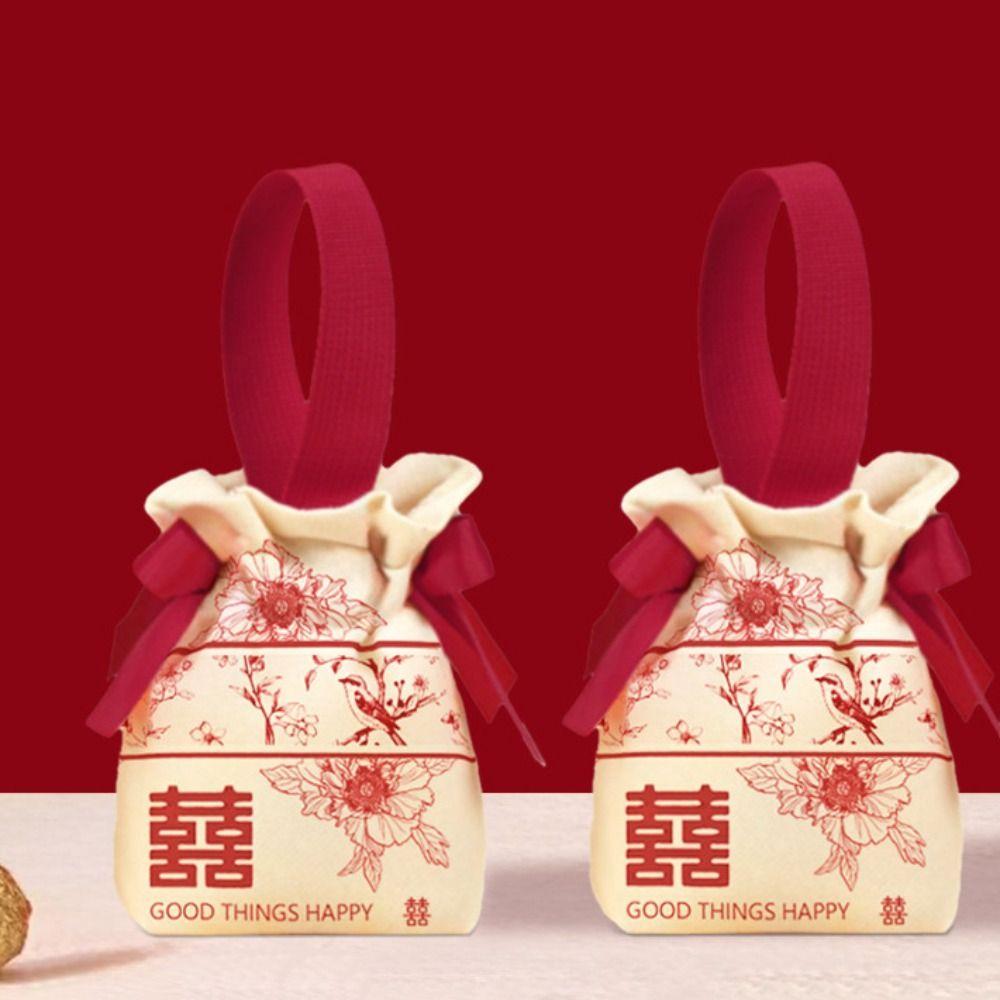 Bowknot Wedding Candy Bag Drawstring Small Wrist Bag Sweet Chinese Style Handbag Birthday