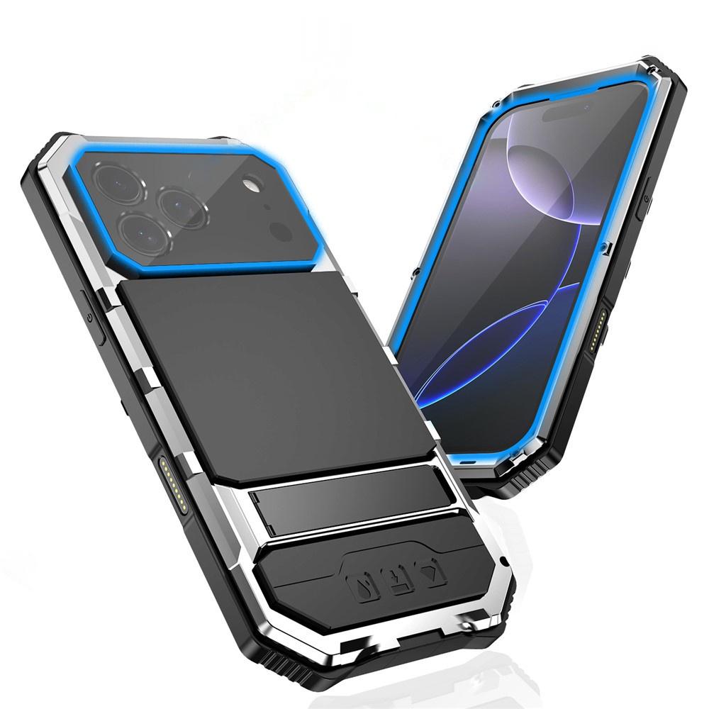 Armored case for iPhone 17 Pro, R-JUST, with stand, silver