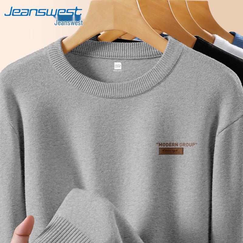 Мужской свитер Jeanswest в американском стиле с принтом букв и круглым вырезом