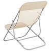 2 Piece Beach Chairs Cream Textilene & Powder Coated Steel