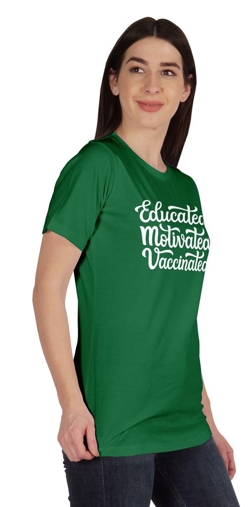 Inkmeso Educated Motivated Vaccinated Funny Pro Vaccine Crew Neck T-shirt For