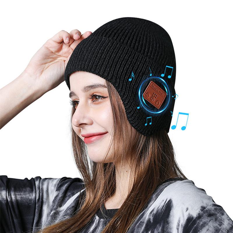 Music Hat Winter Windproof Music Cap 5.0 Bluetooth Wireless Stereo Headphones Music Hat Ear-Covering Headset Beanie Headwear