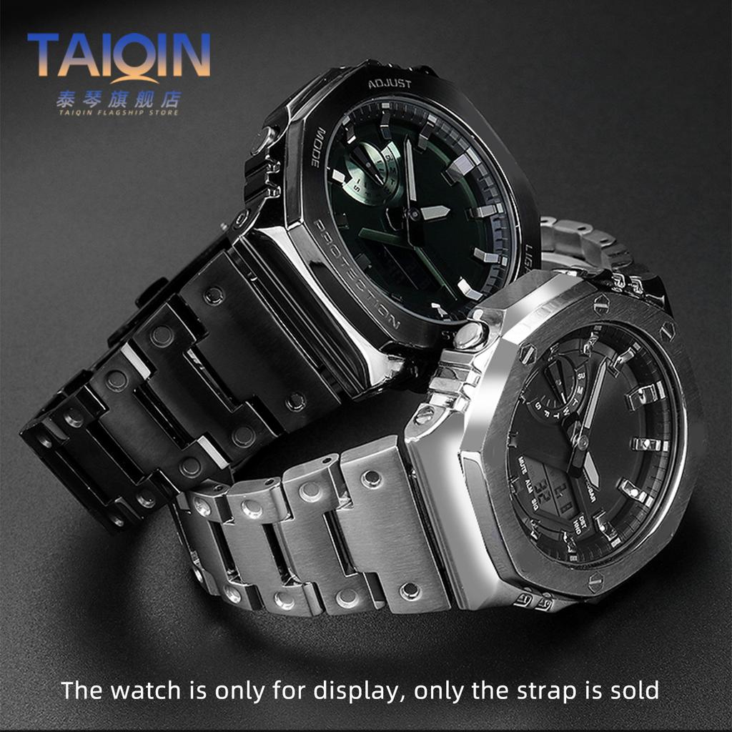 16 мм Нержавеющая сталь Ремешок для часов Casio G-SHOCK GBM-2100/GM-2100/GA-2100 Ga2100 Металлический Восьмиугольный Браслет Замена Ремешка для часов