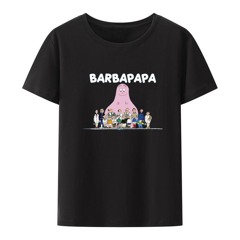 Barbapapa Print Tshirt Vintage Anime Creative Unisexs Cropped Female Clothing De Mujer Unisex Clothes Nostalgia Letters Student