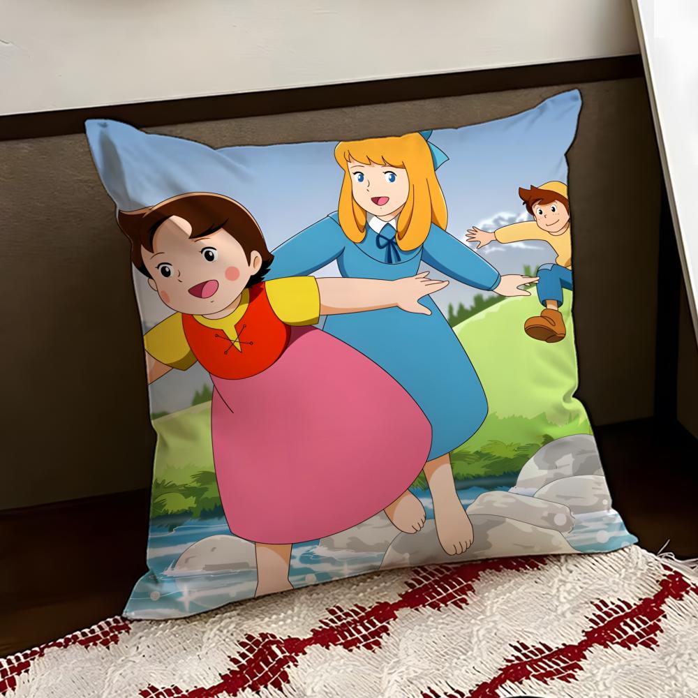 Cute HHeidi Girl of the AAlps Cushion Cover Reversible Soft Durable Pillow Cover Home Car MultiScene Use for Daily Comfort