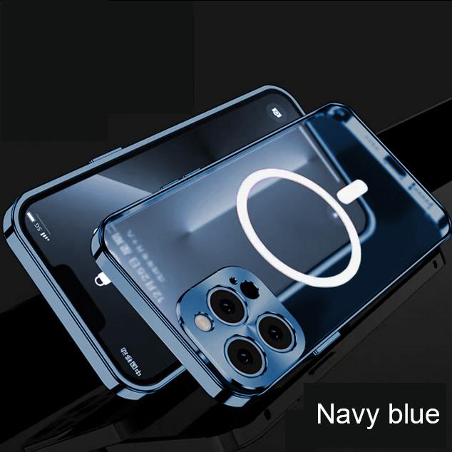 Роскошный алюминиевый металлический чехол-бампер с магнитной беспроводной зарядкой для iPhone 11 12 13 Pro Max, матовый прозрачный защитный чехол для объектива