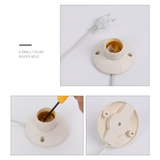 Патрон для лампы E27 с вилкой ЕС и кабелем Огнестойкий патрон для освещения дома Патрон для винтовой лампы Основание для DIY светильника Запасная часть